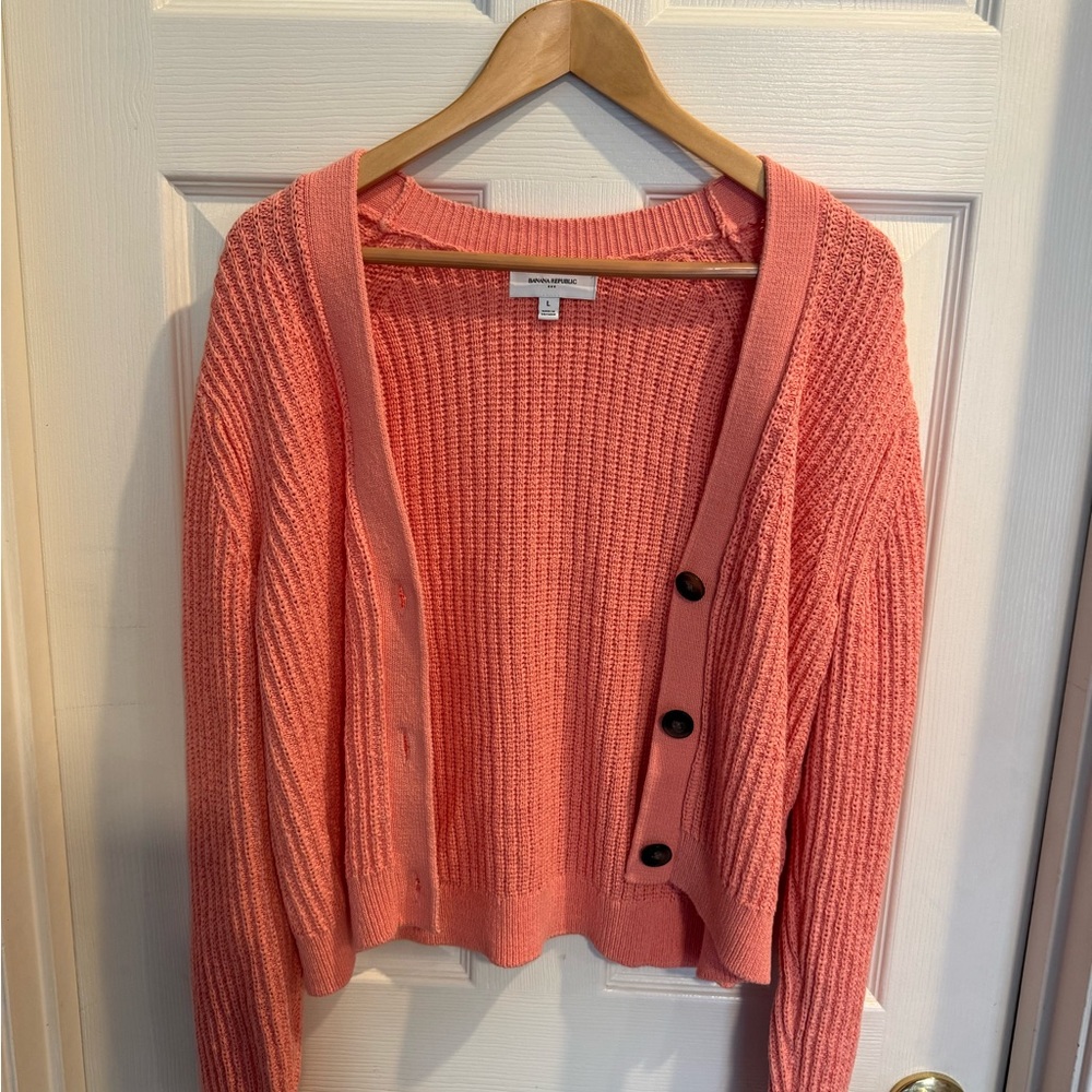 Banana Republic Coral Cardigan V-Neck Sweater - Picture 7 of 8